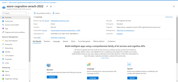 Working with Azure Cognitive Search Service Using Azure Cloud Portal